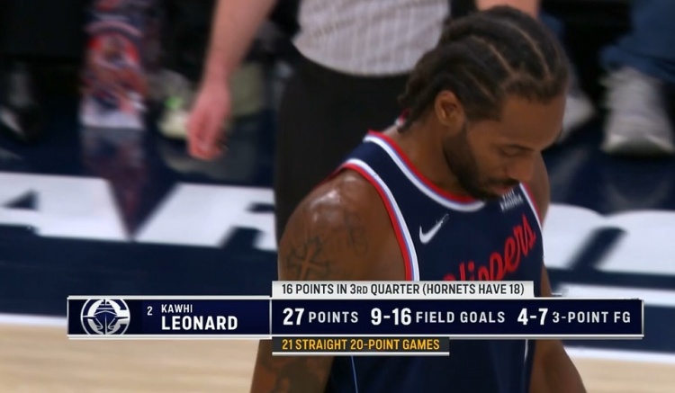 开云网址-机器人！伦纳德半节独得16分 完成连续21场得分20+